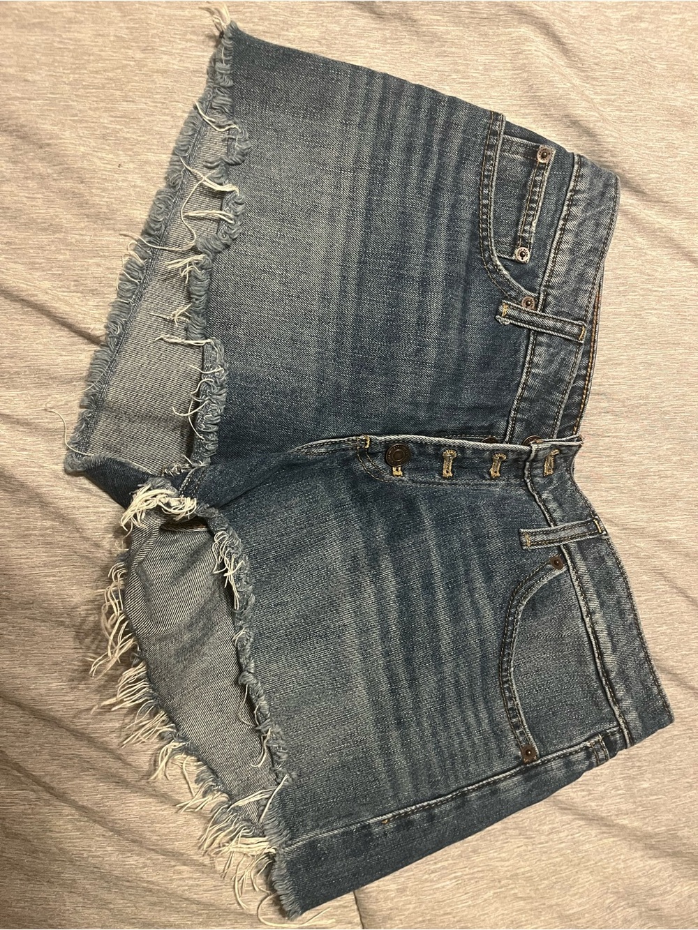 Lucky Brand Distressed High-Rise Denim Shorts - Blue